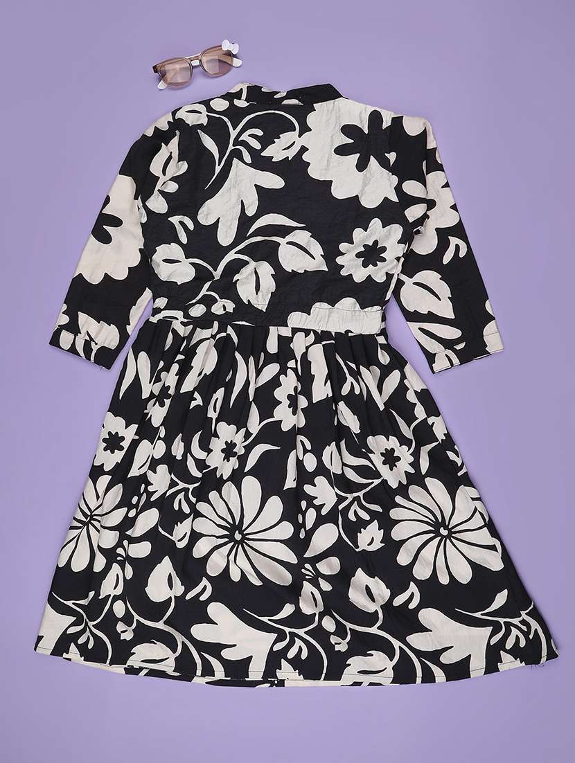 girls floral print three quarter fit & flare dress - 22294091 -  Standard Image - 2