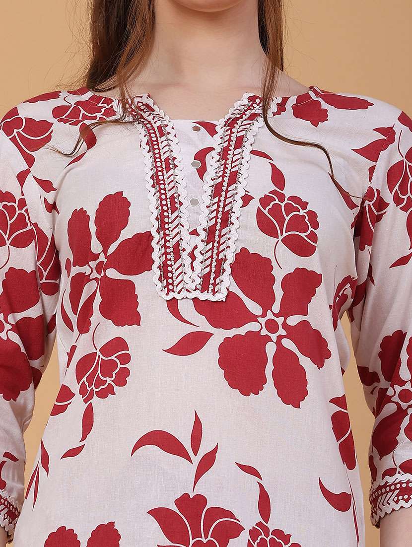 women printed three quarter sleeve kurta pant with dupatta set - 22294192 -  Standard Image - 2