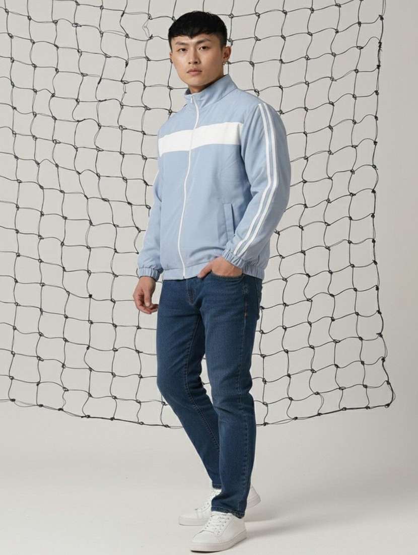 men striped long sleeve lightweight bomber jacket - 22294292 -  Standard Image - 2