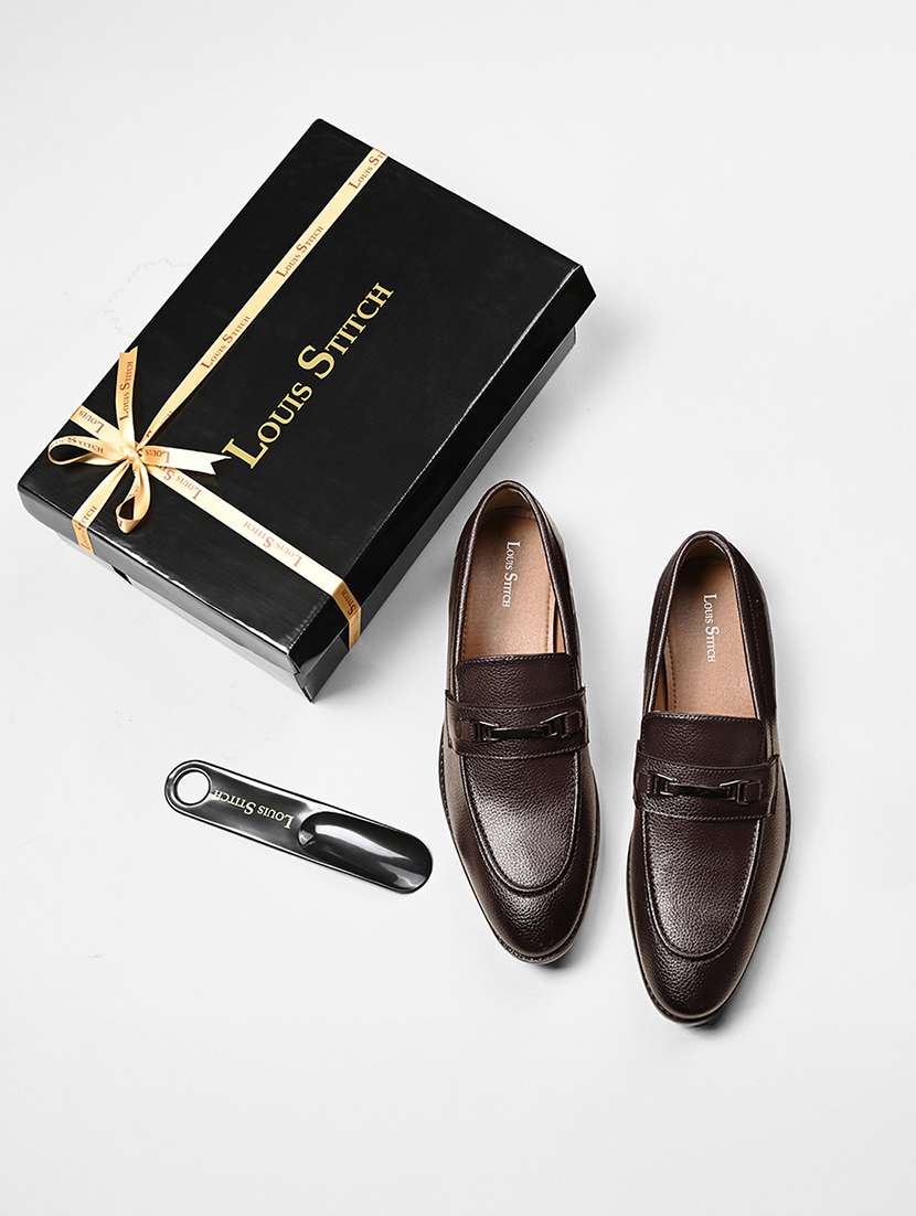 men textured slip on formal shoes - 22294677 -  Standard Image - 2