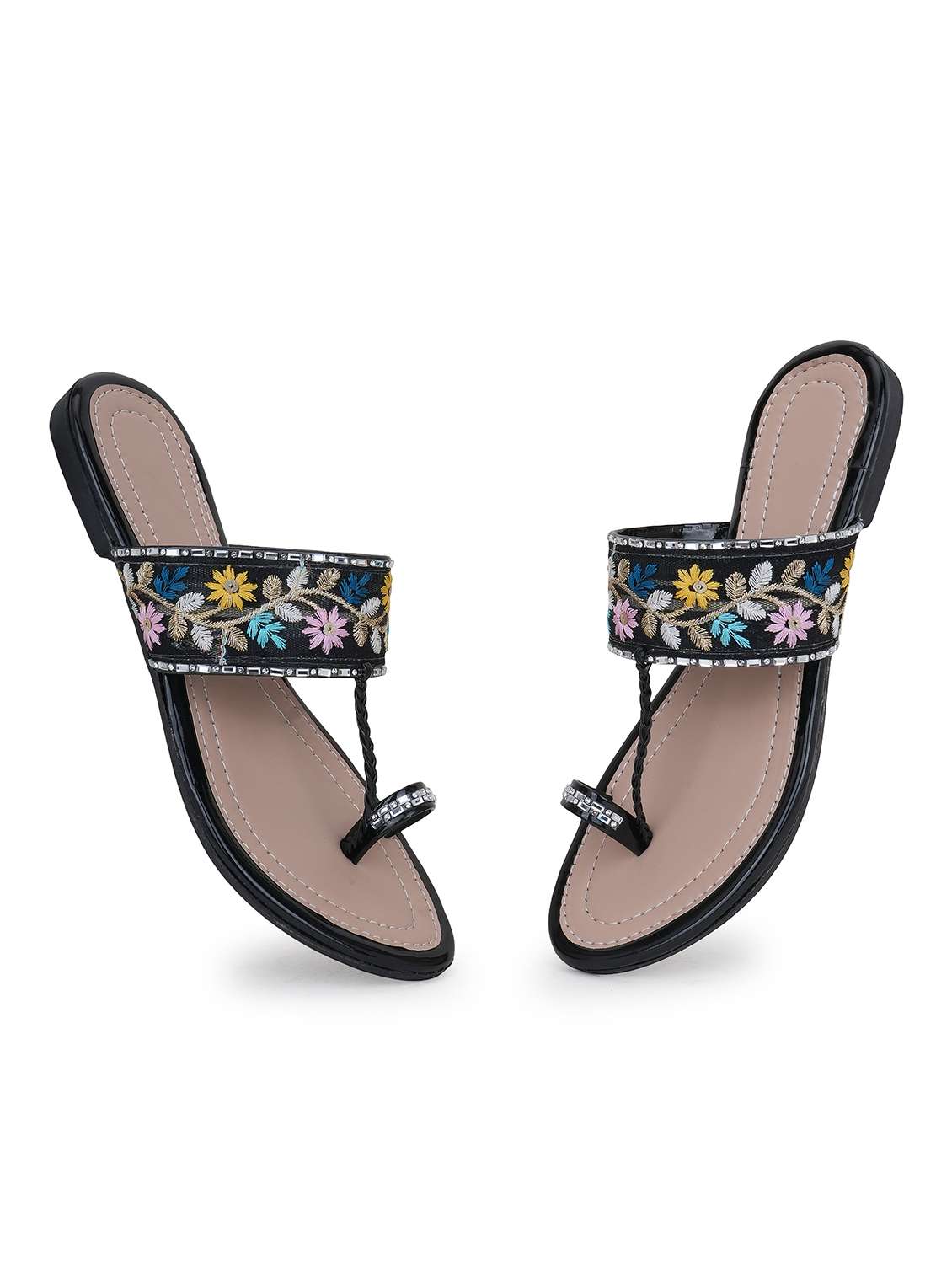 women embroidered slip on flat sandal - 22294729 -  Standard Image - 2