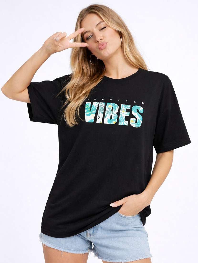 women pack of 2 printed oversized t-shirt - 22294865 -  Standard Image - 2