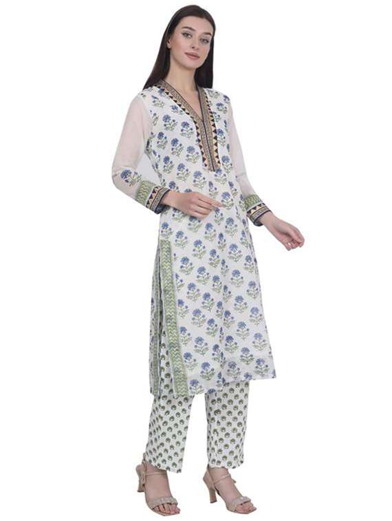 women printed three quarter sleeve straight kurta - 22294887 -  Standard Image - 2