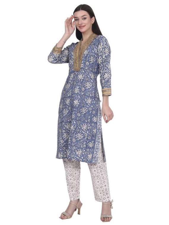 women printed three quarter sleeve straight kurta - 22294888 -  Standard Image - 2
