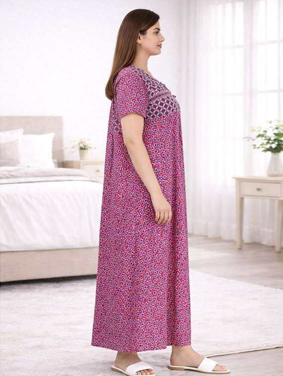 women printed short sleeve nighty - 22294959 -  Standard Image - 2