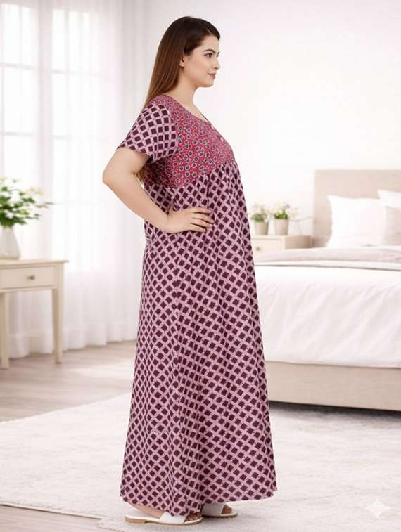 women printed short sleeve nighty - 22294962 -  Standard Image - 2