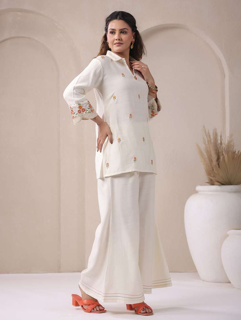 women solid with work three quarter sleeve ethnic co-ord set - 22294979 -  Standard Image - 2