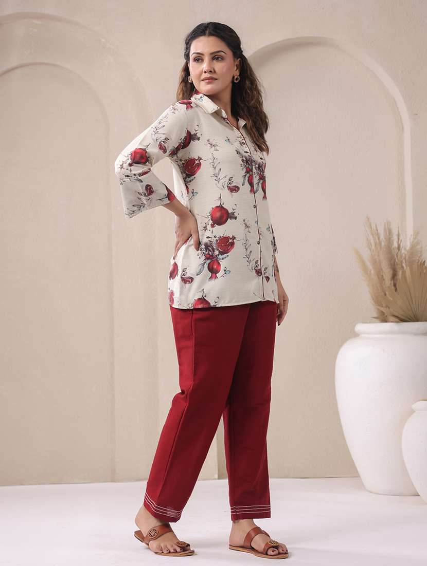 women printed three quarter sleeve ethnic co-ord set - 22294982 -  Standard Image - 2