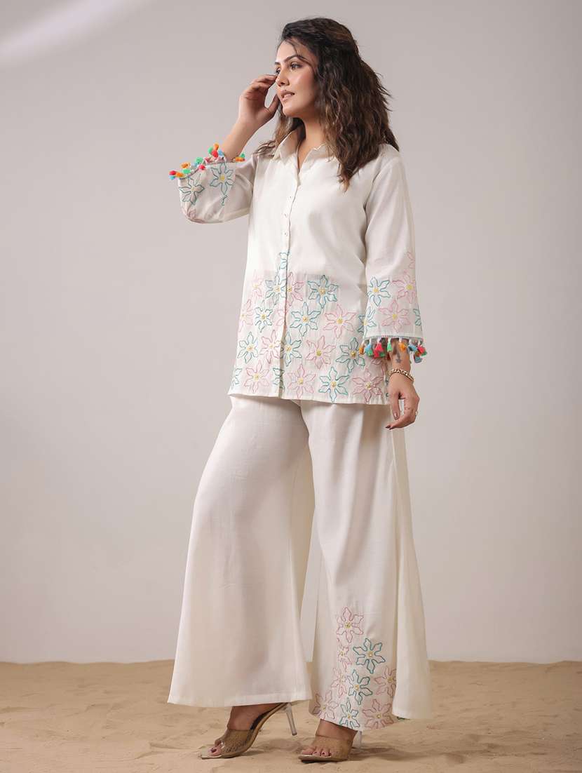 women solid with work long sleeve ethnic co-ord set - 22294983 -  Standard Image - 2
