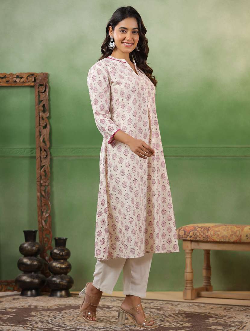 women printed three quarter sleeve kurta pant set - 22294988 -  Standard Image - 2