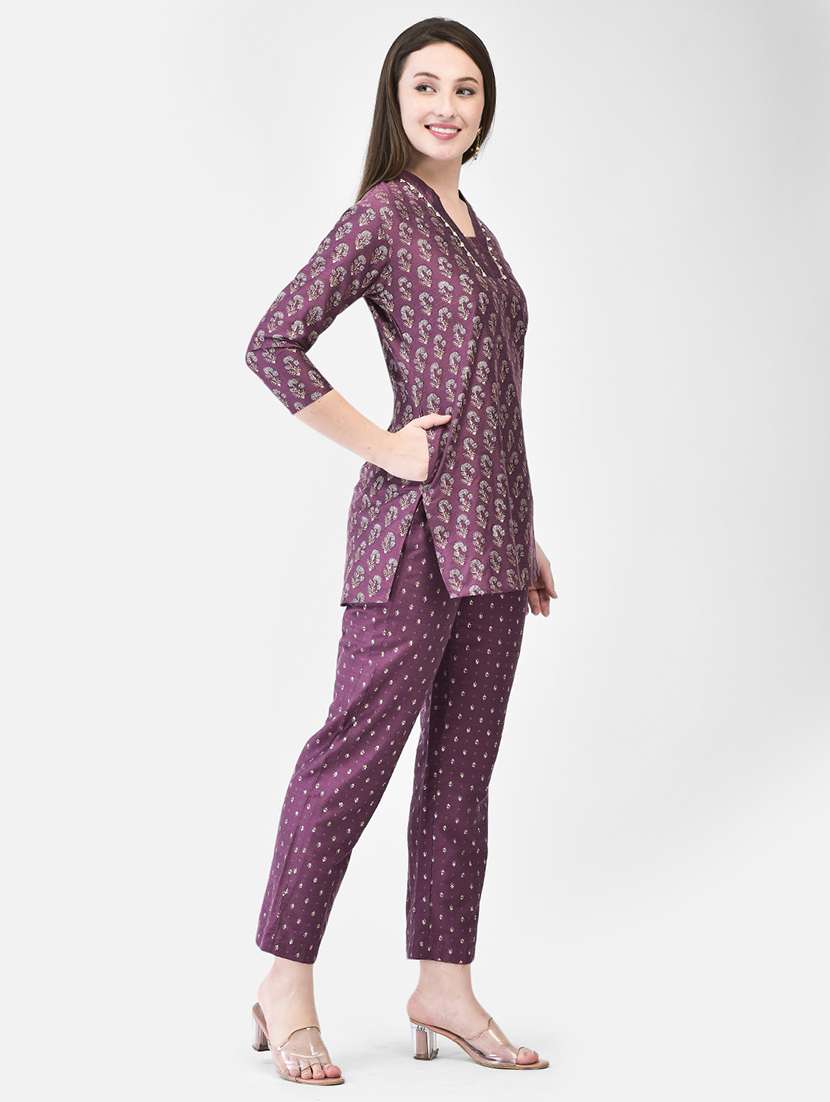 women printed three quarter sleeve ethnic co-ord set - 22294998 -  Standard Image - 2