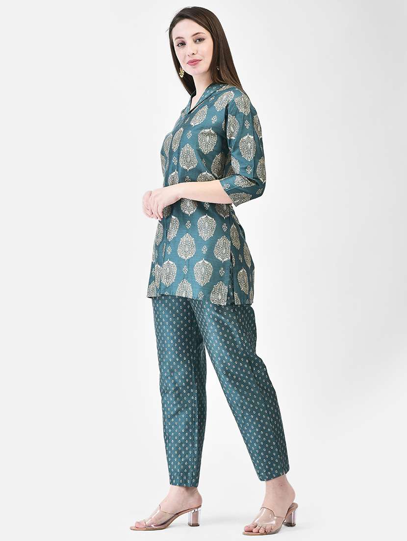 women printed three quarter sleeve ethnic co-ord set - 22294999 -  Standard Image - 2