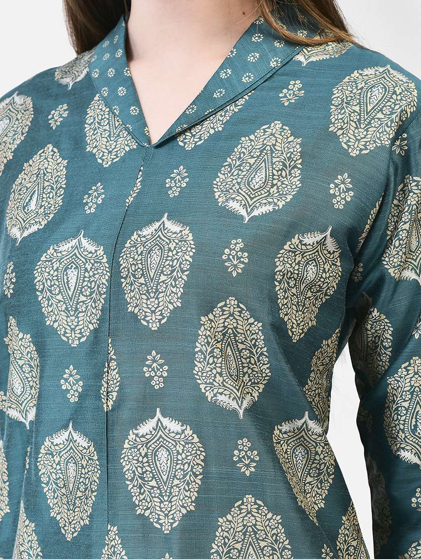 women printed three quarter sleeve ethnic co-ord set - 22294999 -  Standard Image - 7