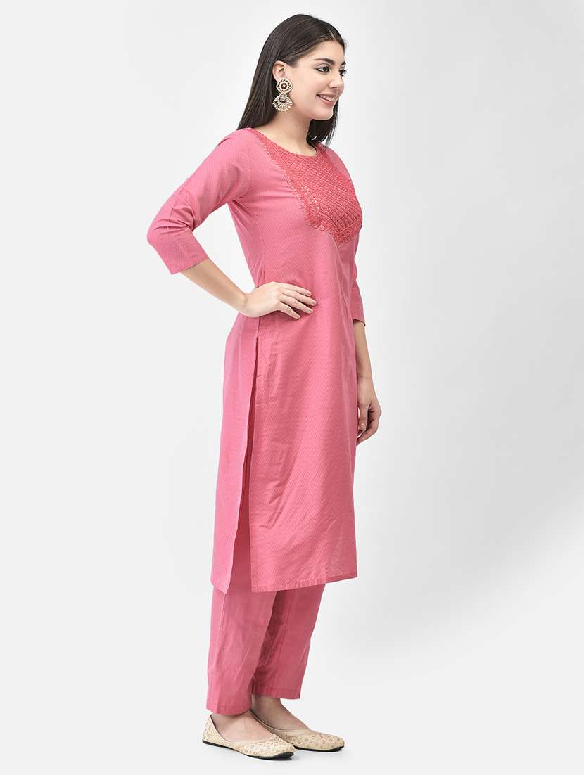 women printed three quarter sleeve kurta pant set - 22295028 -  Standard Image - 2