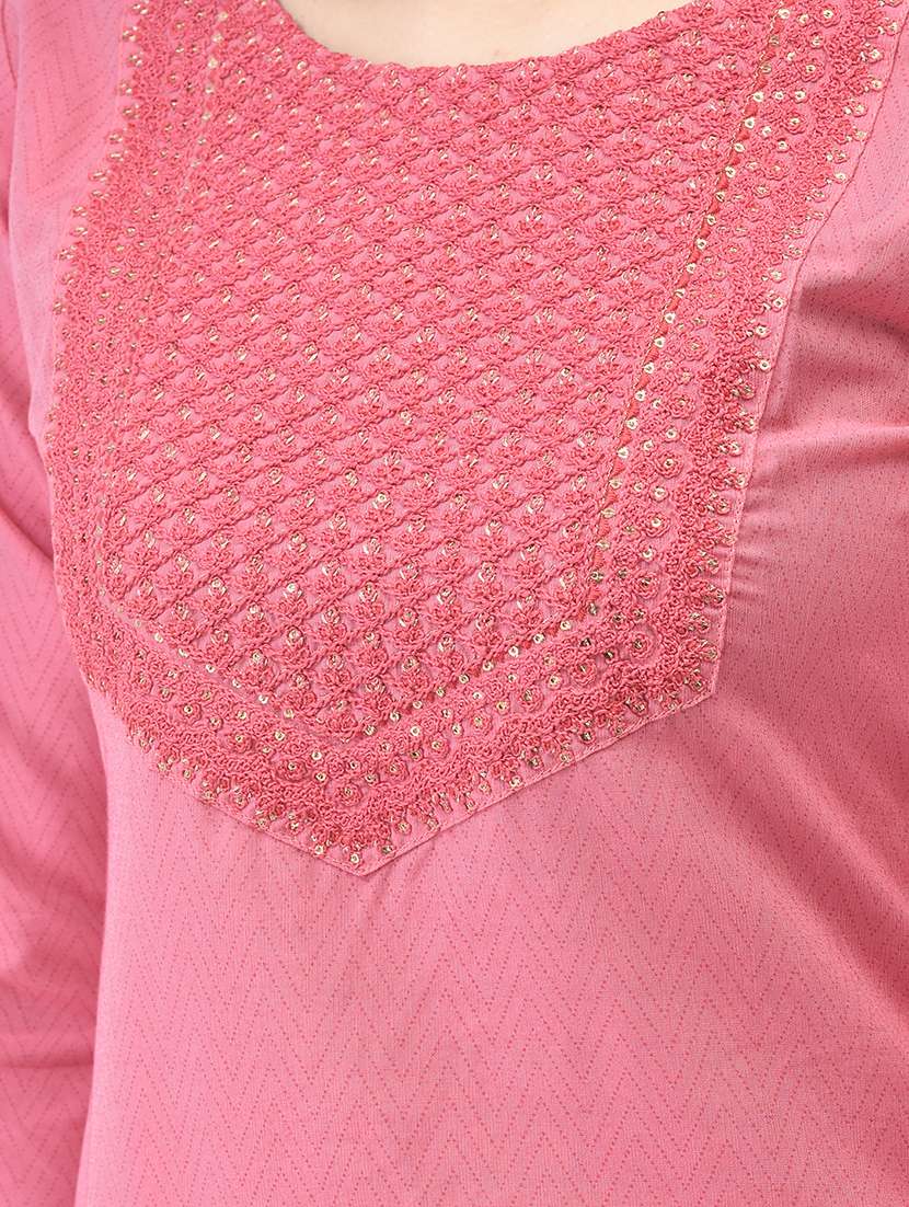 women printed three quarter sleeve kurta pant set - 22295028 -  Standard Image - 7