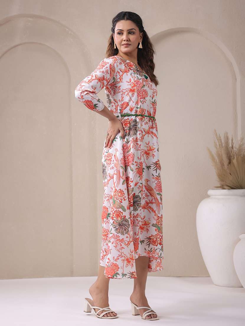 women floral three quarter sleeve a-line ethnic dress - 22295031 -  Standard Image - 2