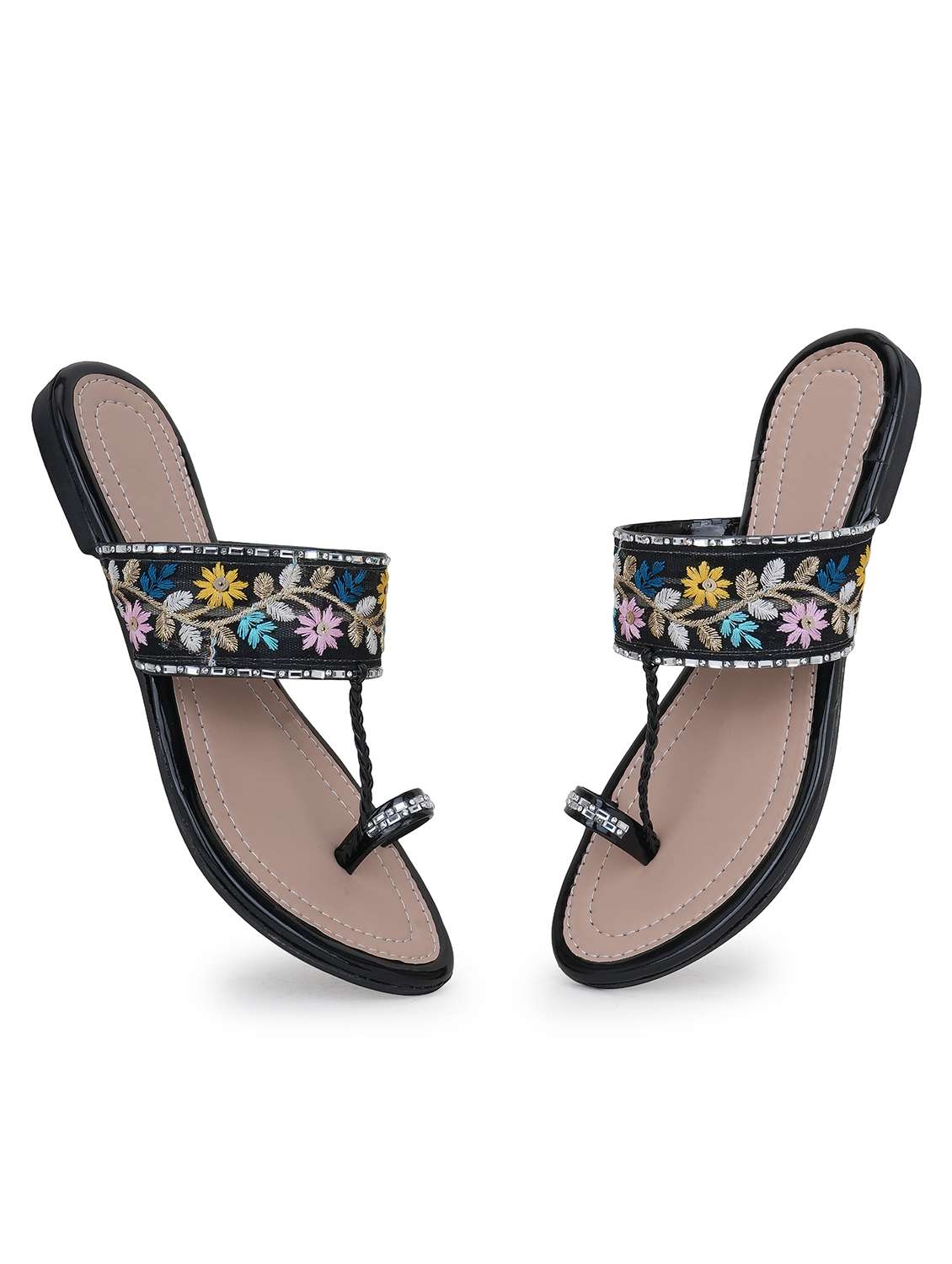 women embroidered one toe flat sandal - 22295054 -  Standard Image - 2