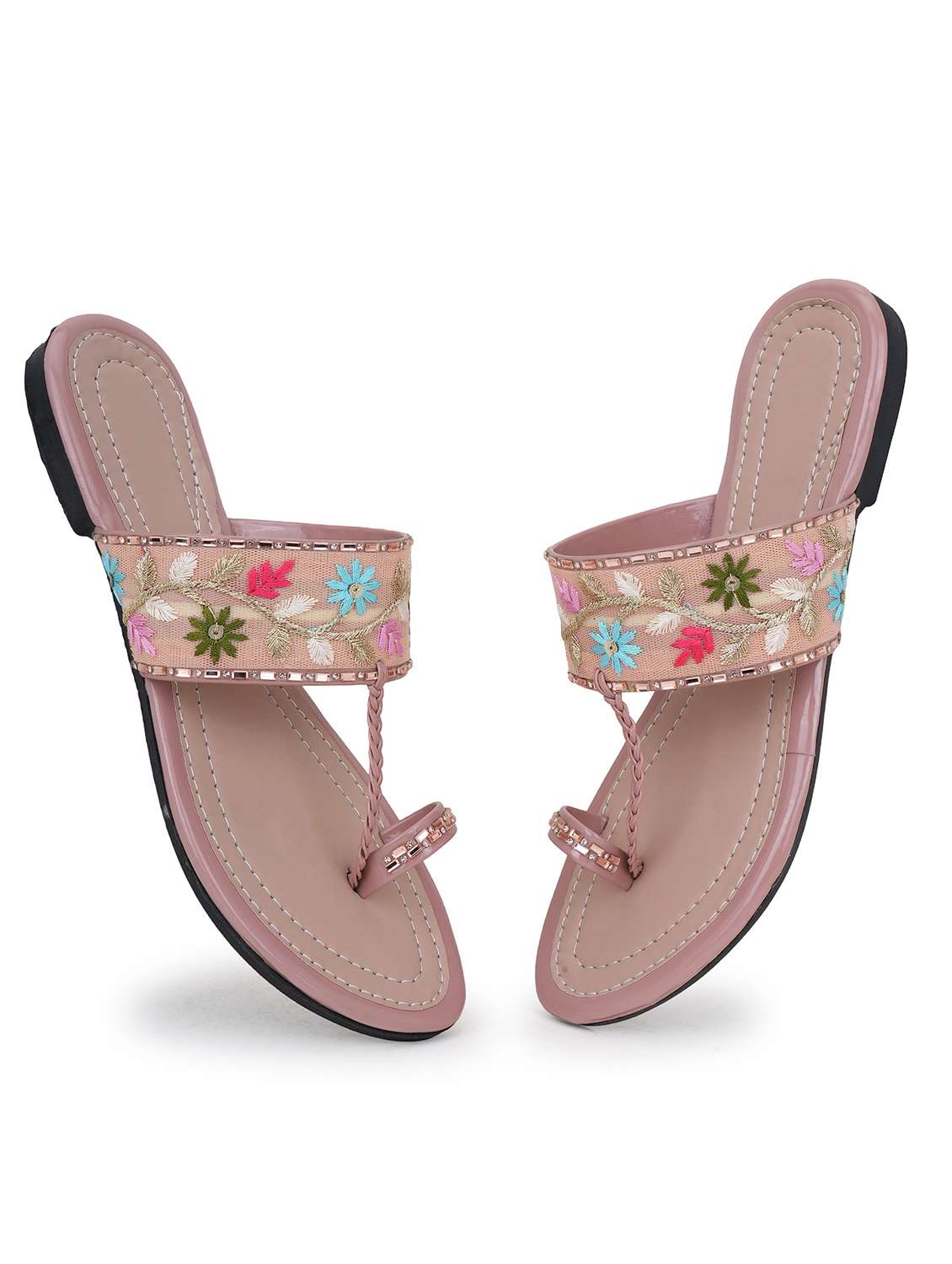 women embroidered one toe flat sandal - 22295055 -  Standard Image - 2