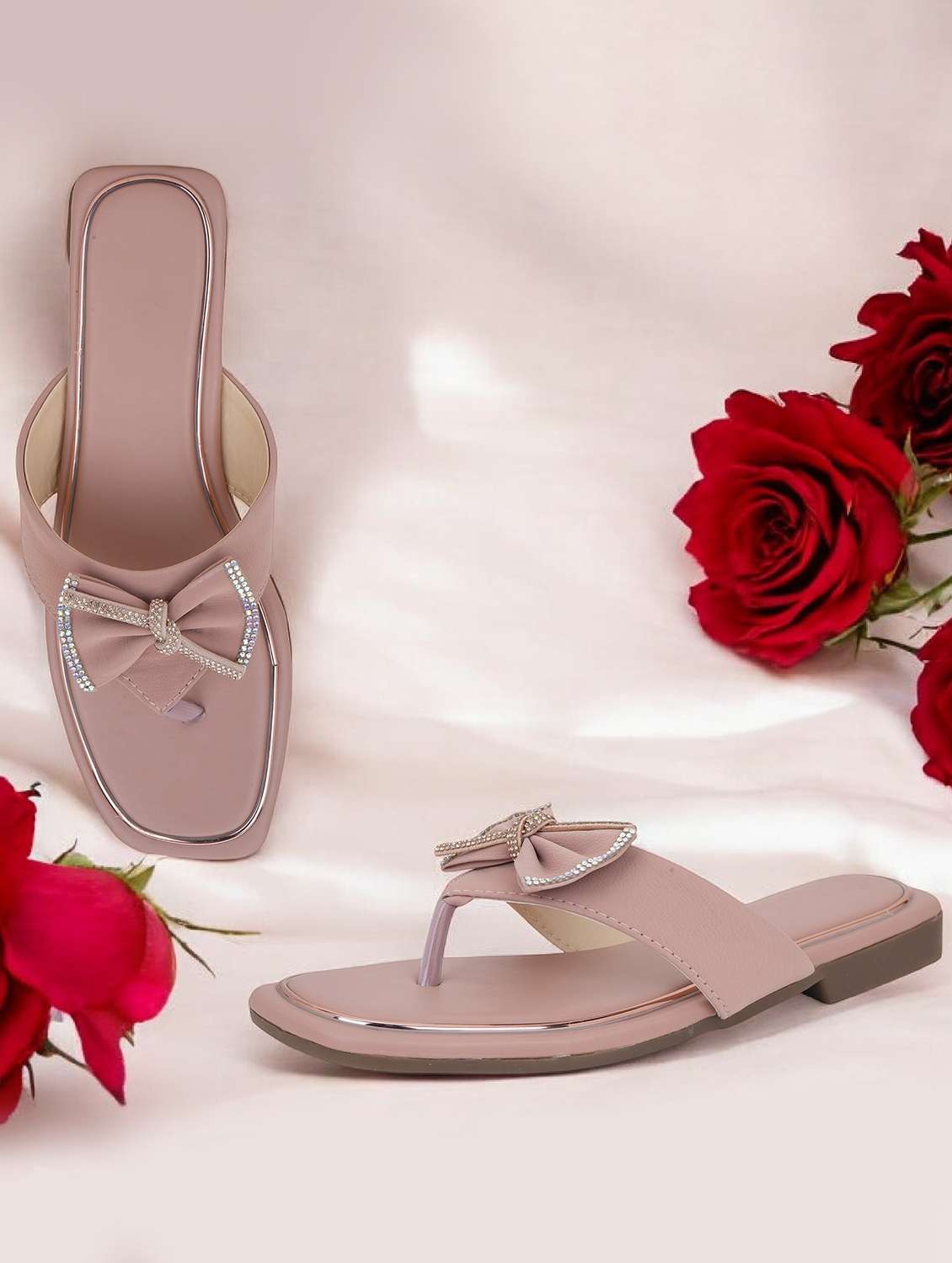 women solid slip on flat sandal