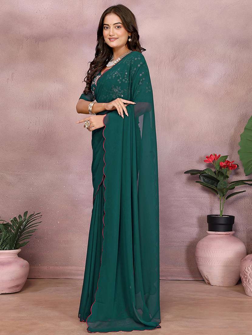 women solid plain saree with blouse - 22295069 -  Standard Image - 2