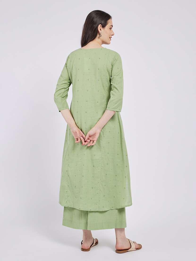 women self design three quarter sleeve a-line kurta - 22295091 -  Standard Image - 2