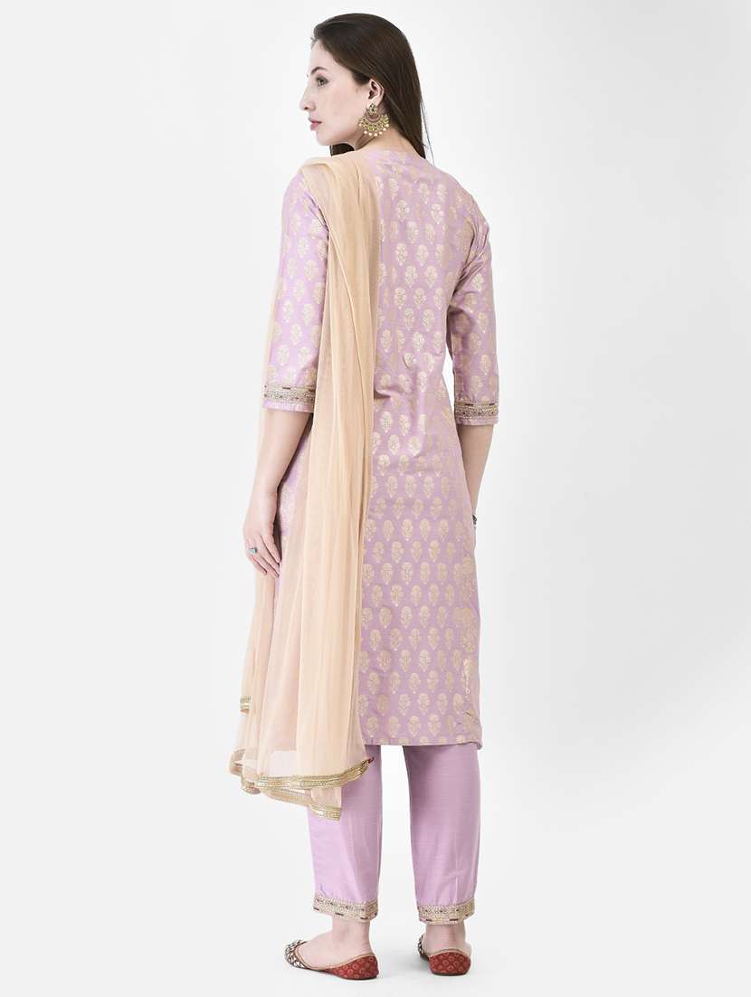 women foil print three quarter sleeve a-line kurta - 22295131 -  Standard Image - 2