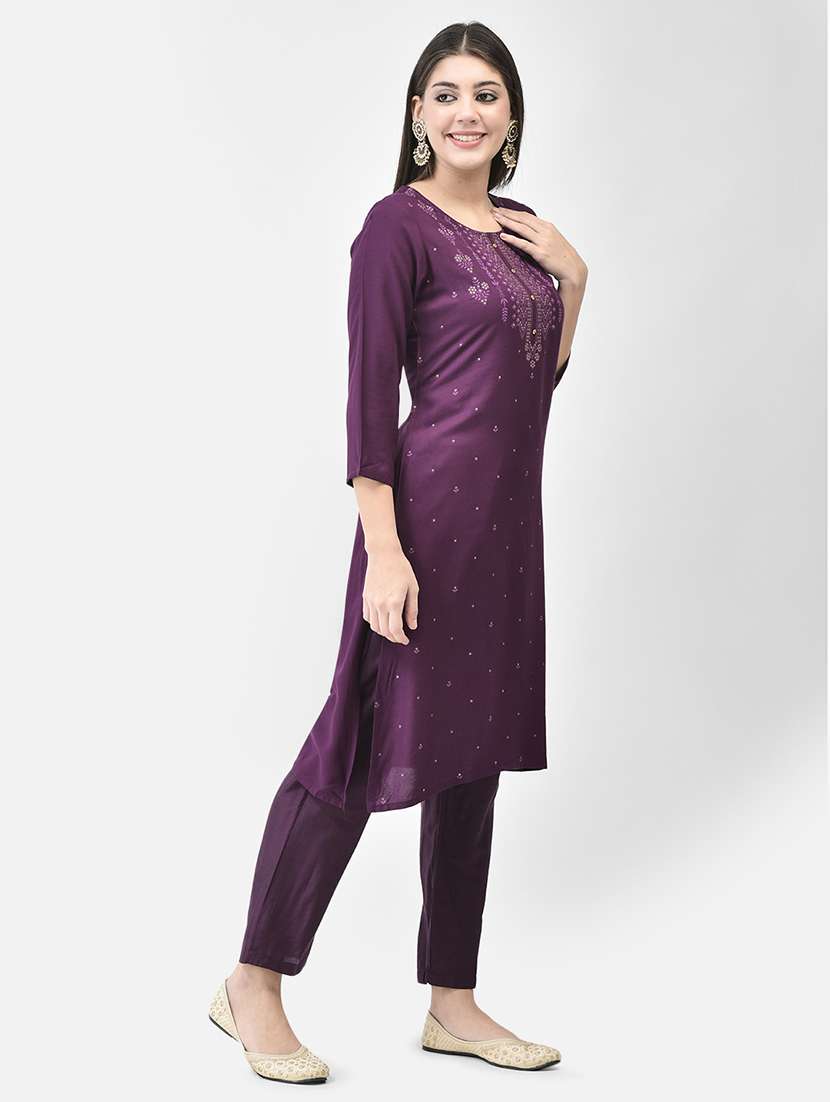 women printed three quarter sleeve straight kurta - 22295141 -  Standard Image - 2