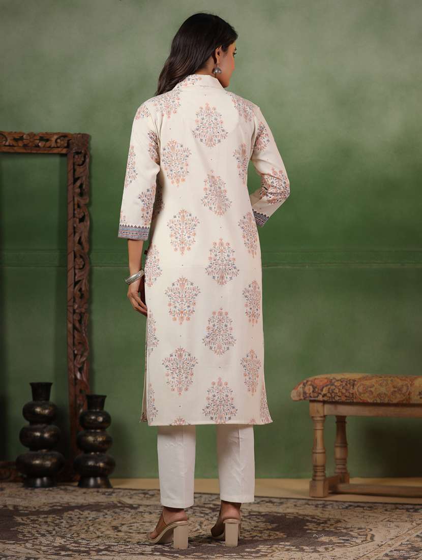women printed three quarter sleeve straight kurta - 22295144 -  Standard Image - 2