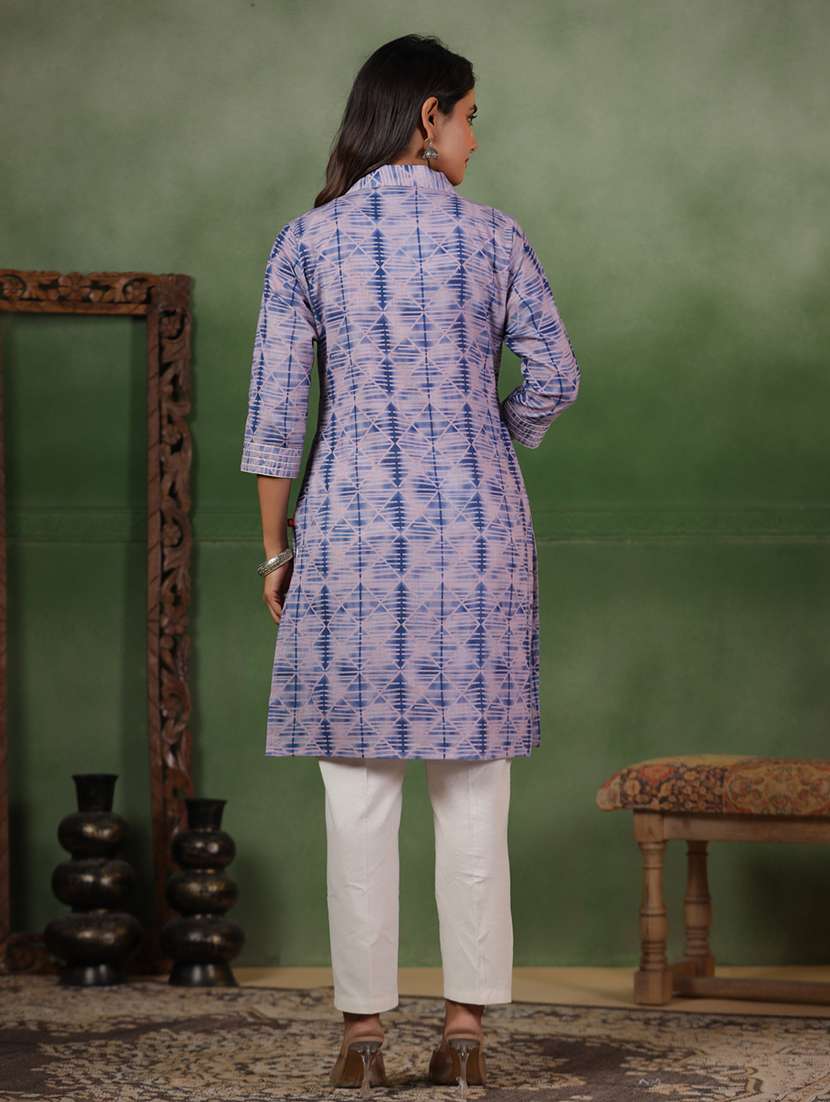 women printed three quarter sleeve straight kurta - 22295145 -  Standard Image - 2