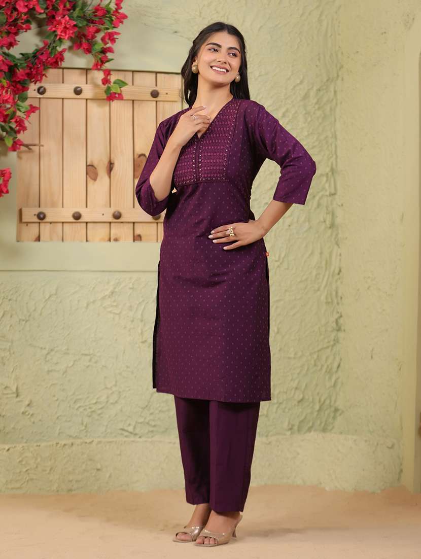 women printed three quarter sleeve straight kurta - 22295155 -  Standard Image - 2