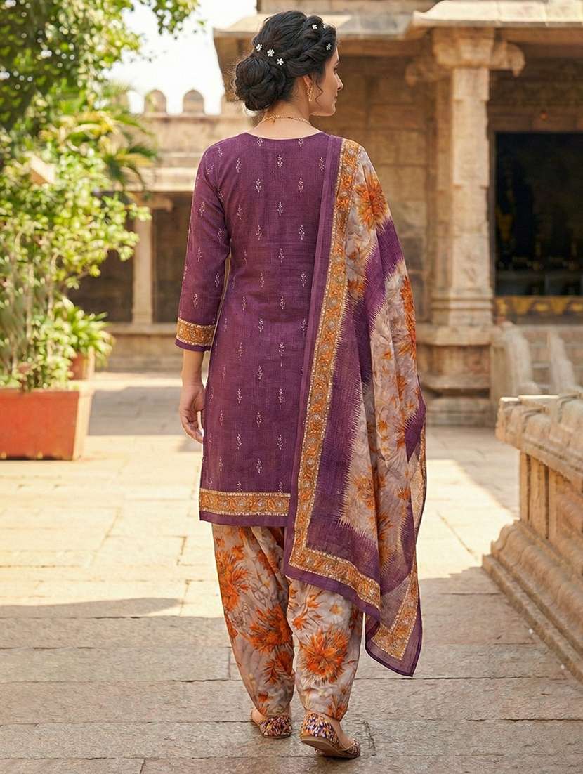 women printed three quarter sleeve kurta salwar with dupatta set - 22295165 -  Standard Image - 2