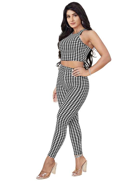 women houndstooth print top and trouser co-ord set - 22295181 -  Standard Image - 2