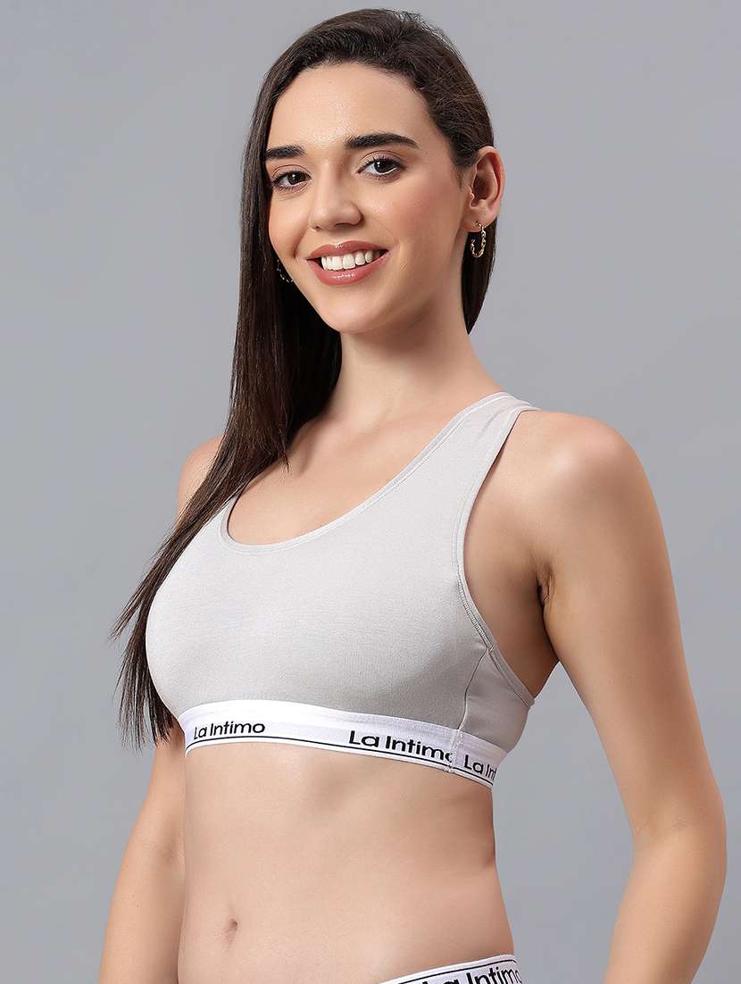 women solid lightly padded sports bra - 22295218 -  Standard Image - 2