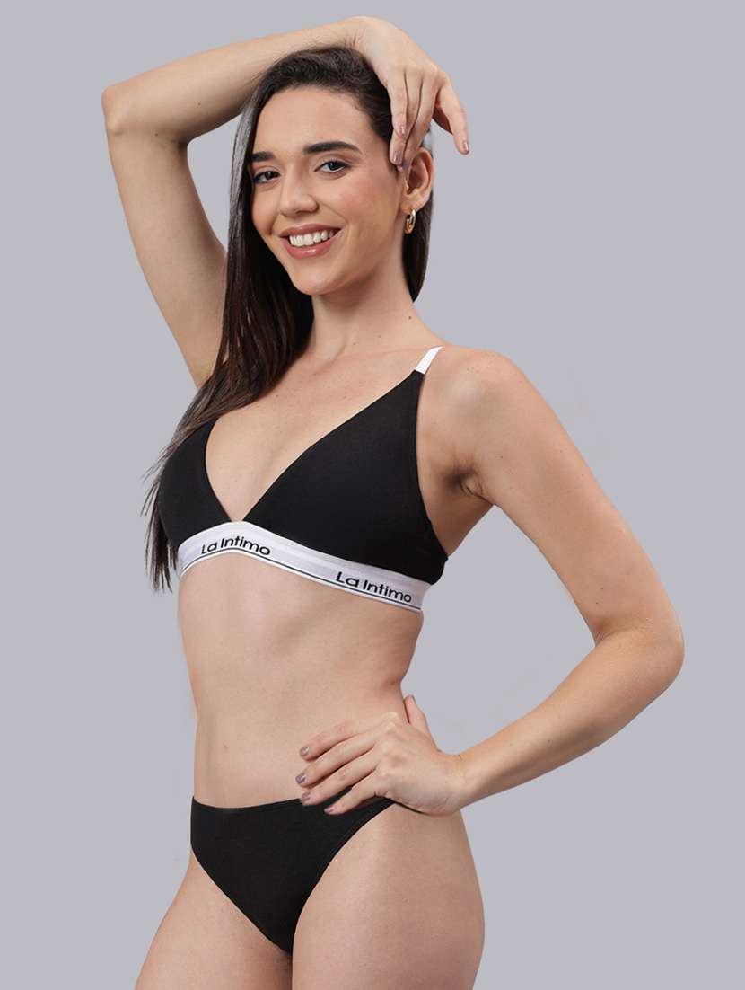 women solid lightly padded bra and panty set - 22295241 -  Standard Image - 2