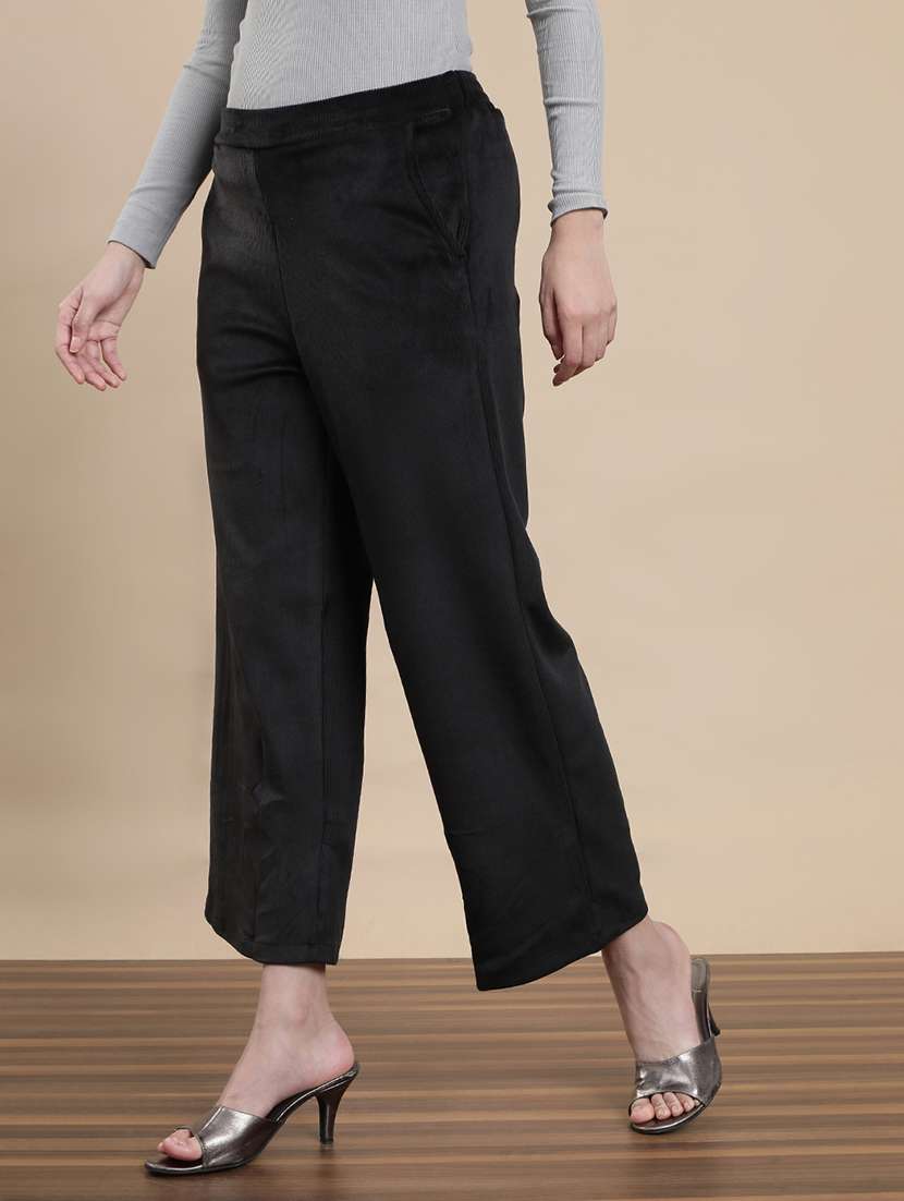 women solid mid rise straight palazzo - 22295610 -  Standard Image - 2