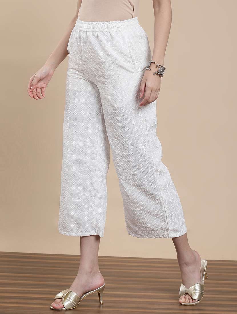 women embroidered mid rise straight palazzo - 22295616 -  Standard Image - 2