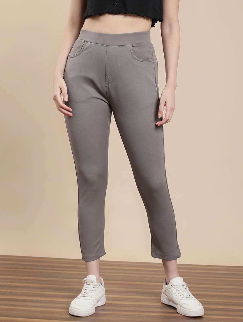 women solid mid rise jegging