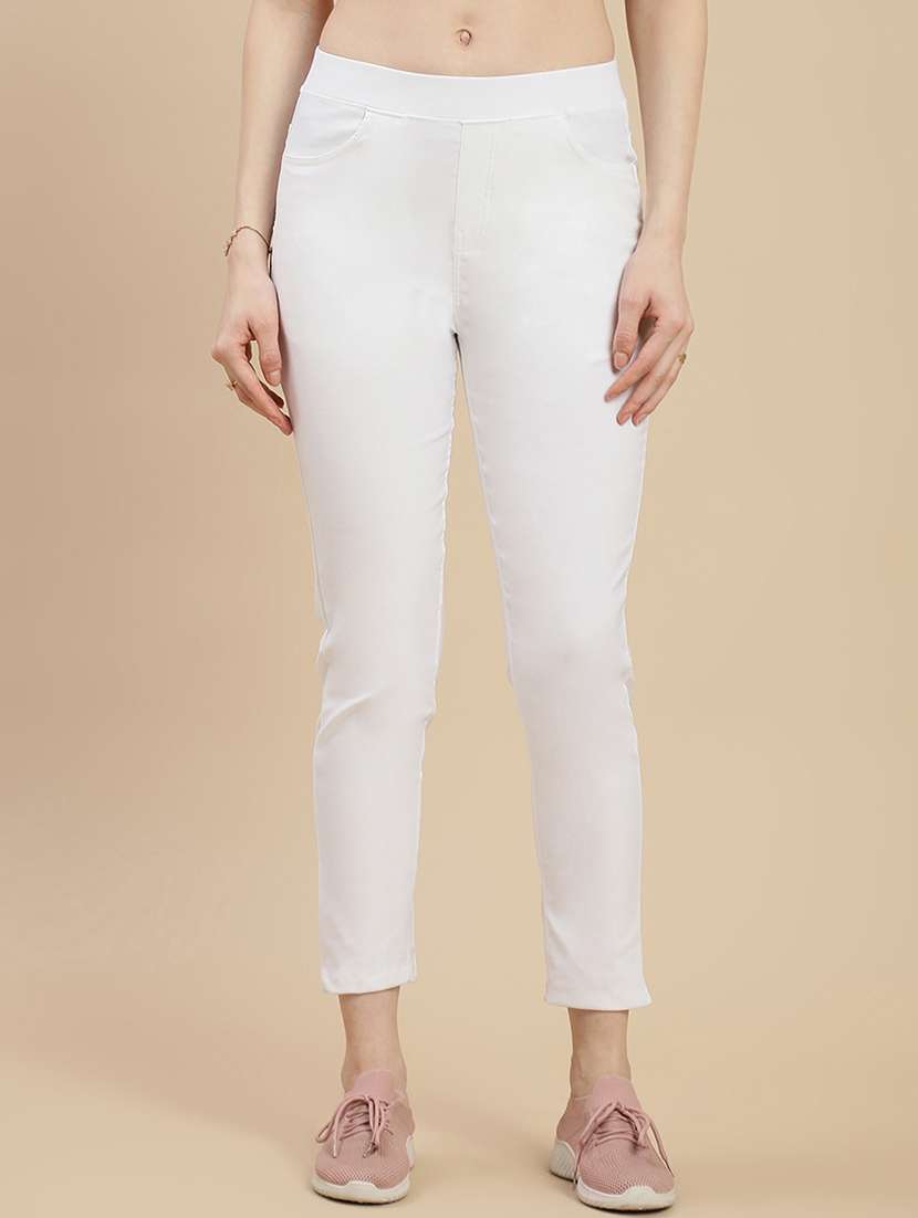 women solid mid rise jegging