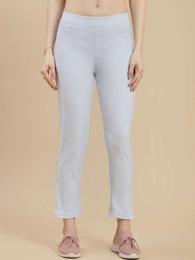 women solid mid rise jegging