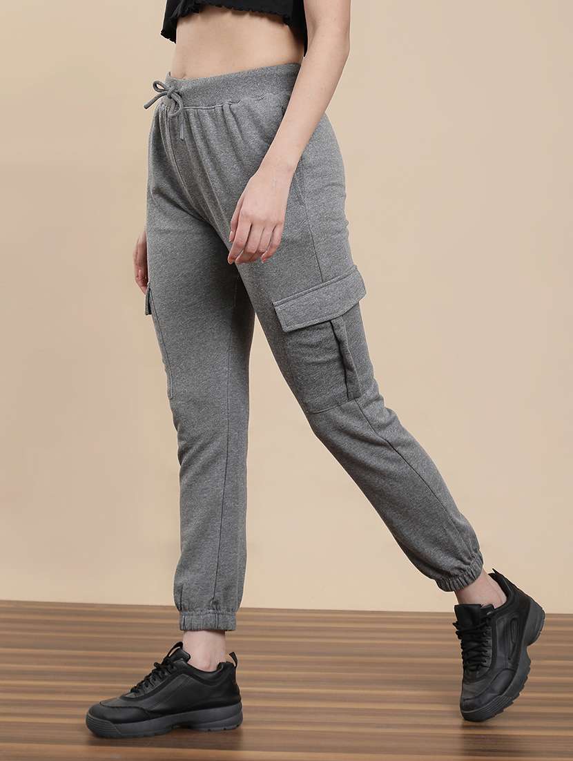 Women Solid Mid Rise Cargo Jogger - 22295639 -  Standard Image - 2