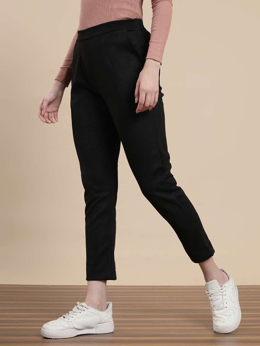 women solid mid rise cigarette pant - 22295871 -  Standard Image - 2