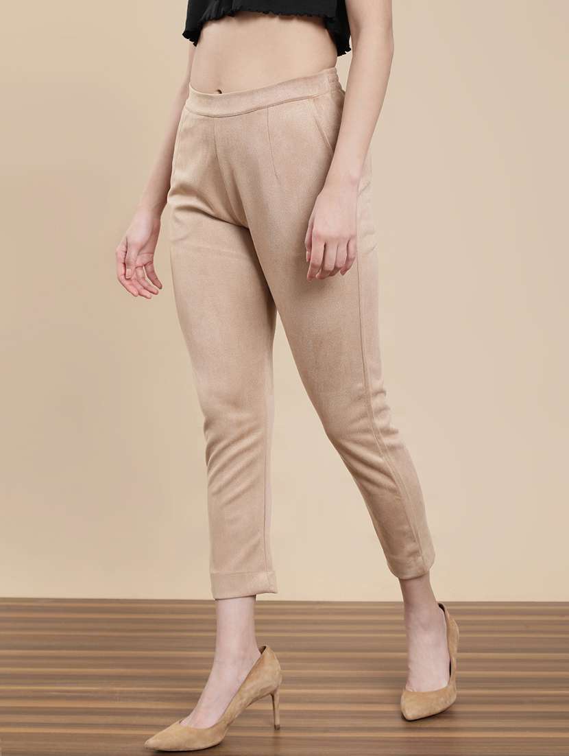 women solid mid rise cigarette pant - 22295872 -  Standard Image - 2