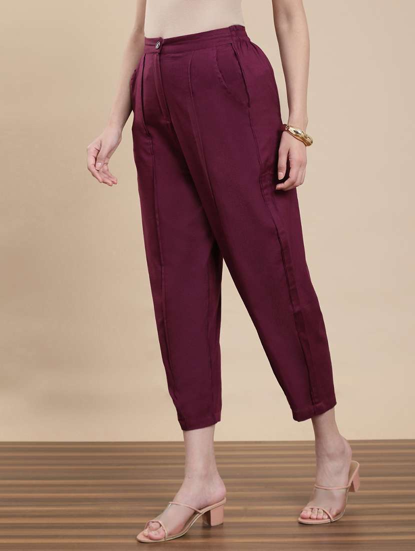 women solid high rise harem pant  - 22295874 -  Standard Image - 2