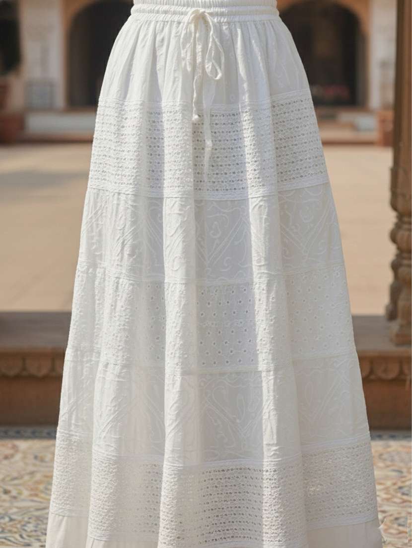 women high rise schiffli tiered skirt - 22295888 -  Standard Image - 2