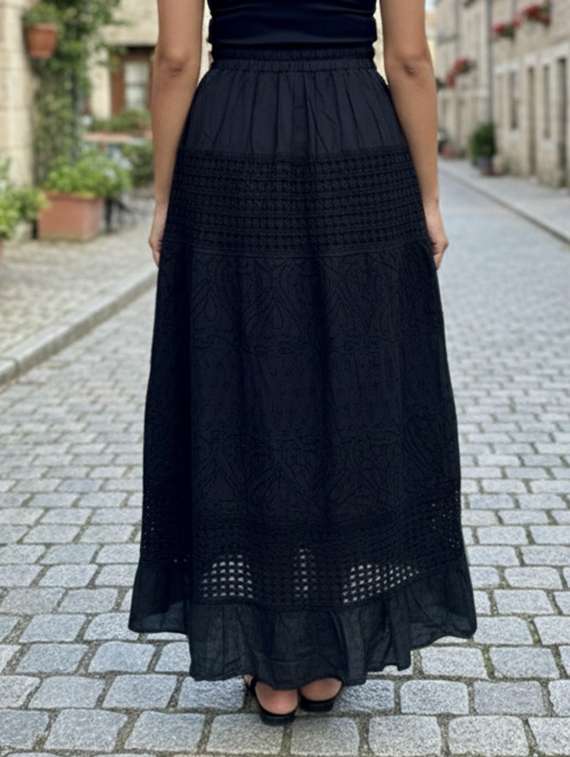 women embroidered high rise flared skirt - 22295889 -  Standard Image - 2