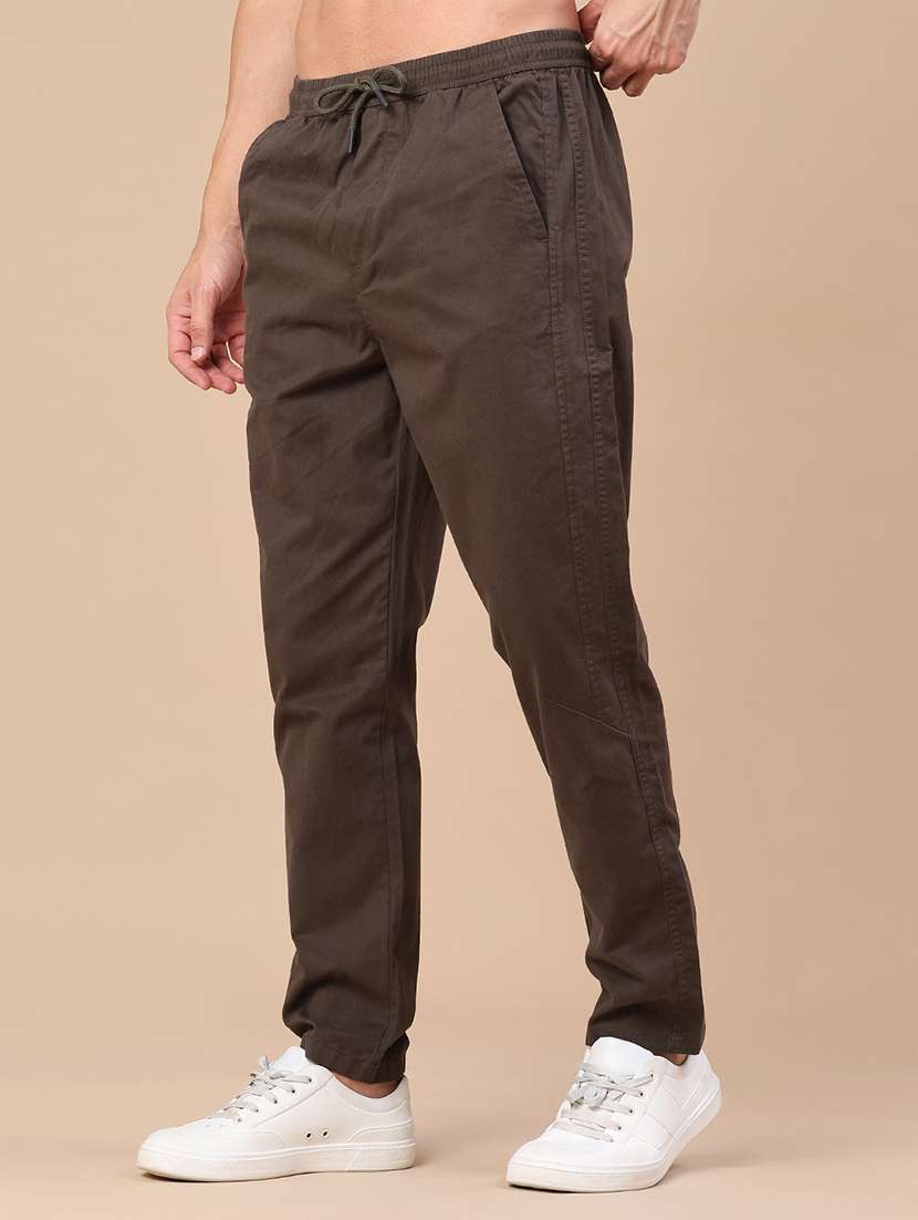 men solid mid rise full length track pant - 22296170 -  Standard Image - 2