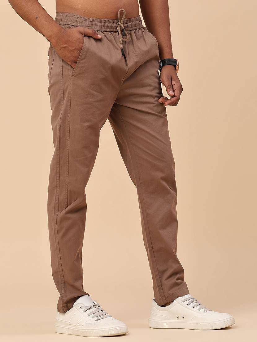 brown cotton  full length track pant - 22296173 -  Standard Image - 2