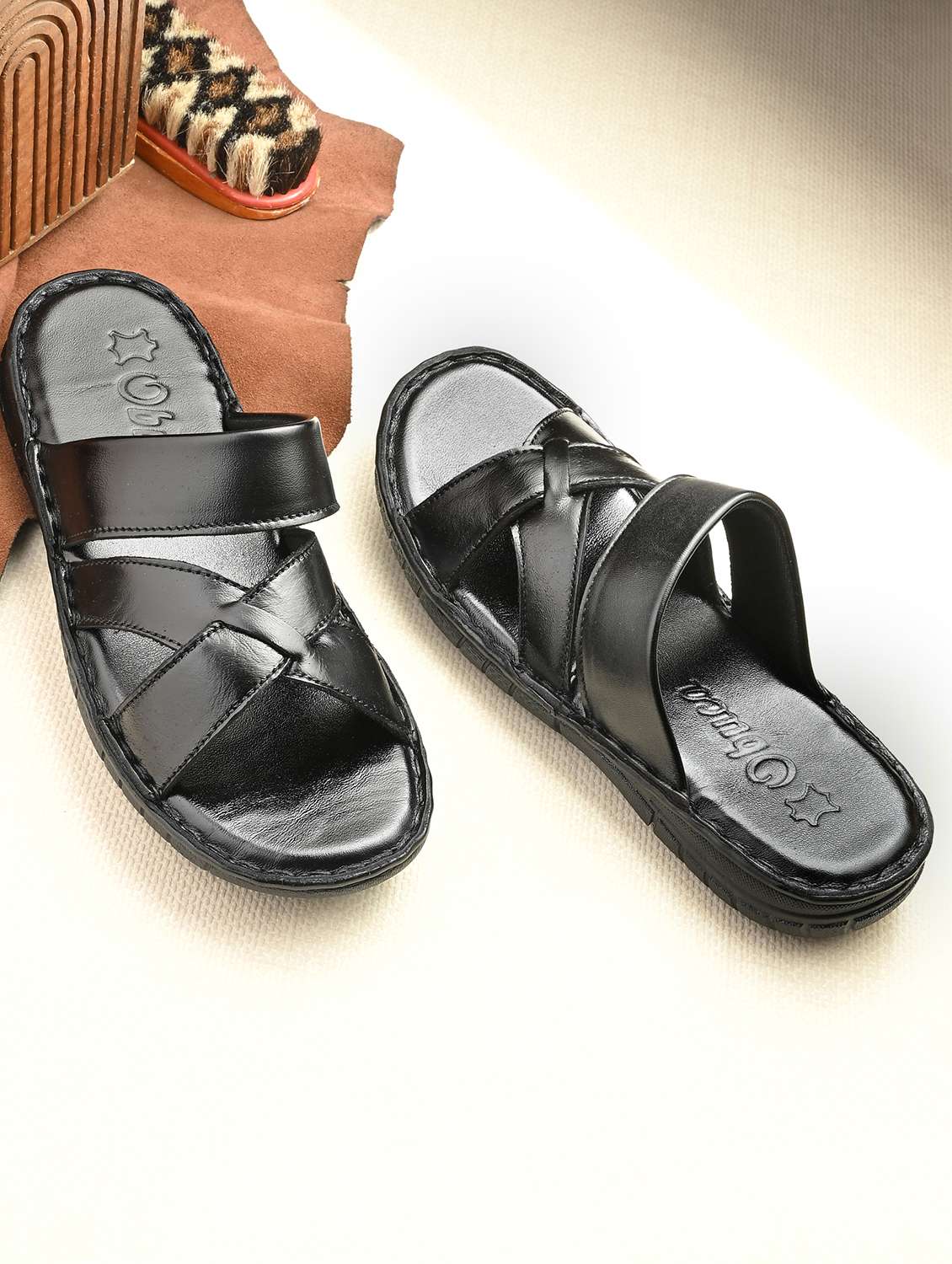 men black slip on sandal