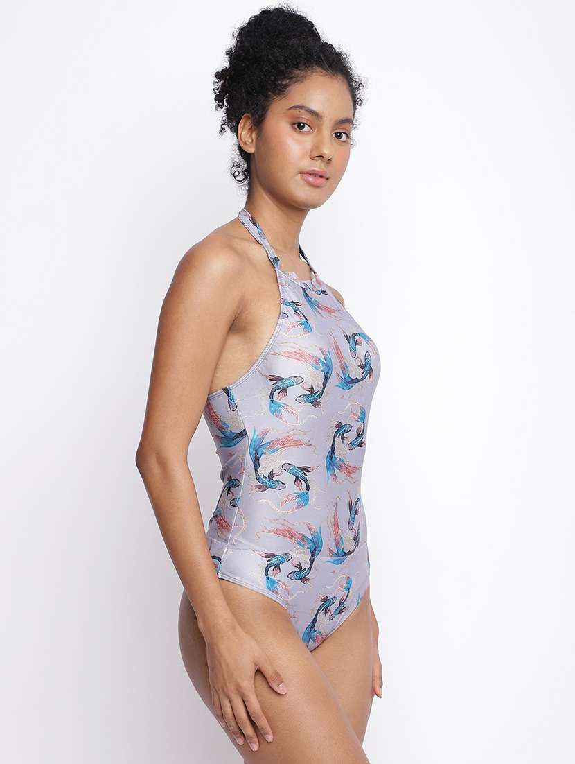 women printed halter neck monokini with sarong - 22296500 -  Standard Image - 2