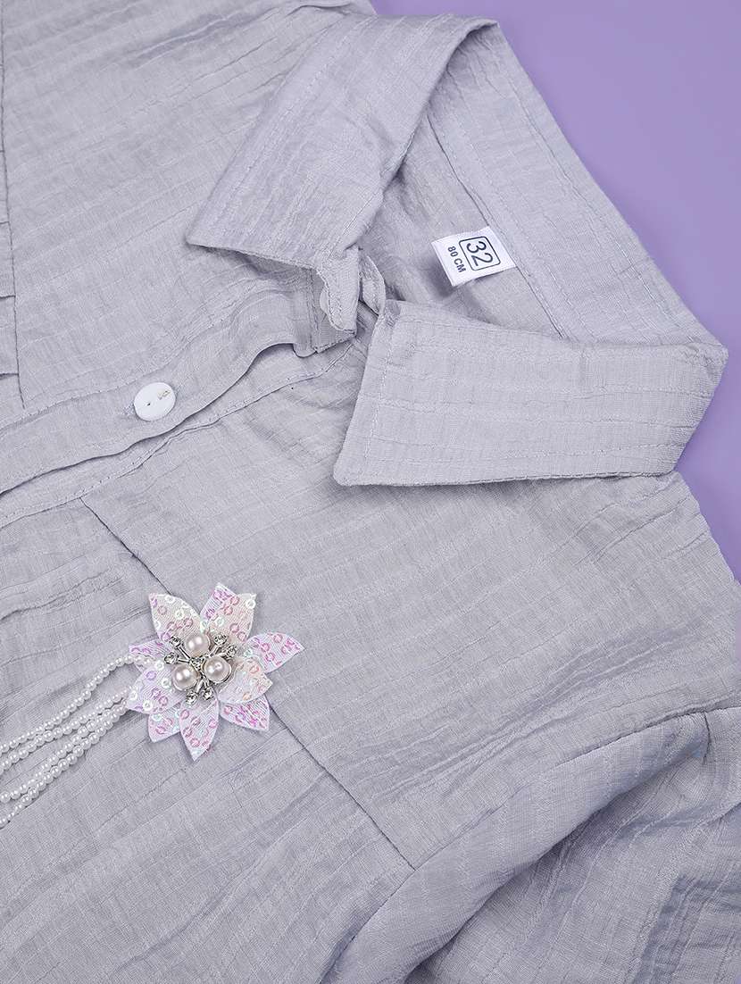 girls solid three quarter sleeve top - 22296613 -  Standard Image - 2